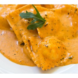 Ravioli met Pikante Worst en Paprikasausje