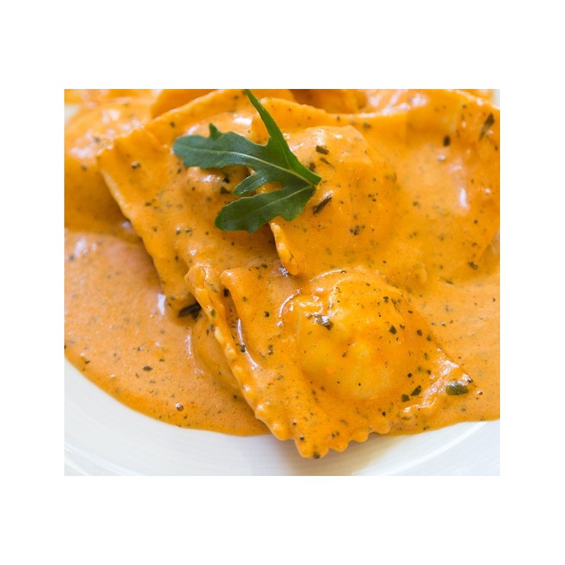 Raviole à la Saucisse Piquante "Sauce Poivrons"